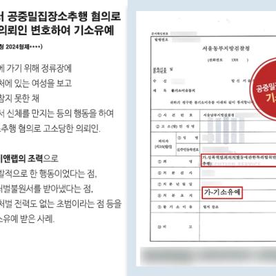 정류장에서 공중밀집장소추행 혐의로 고소당한 의뢰인 변호하여 기소유예 처분